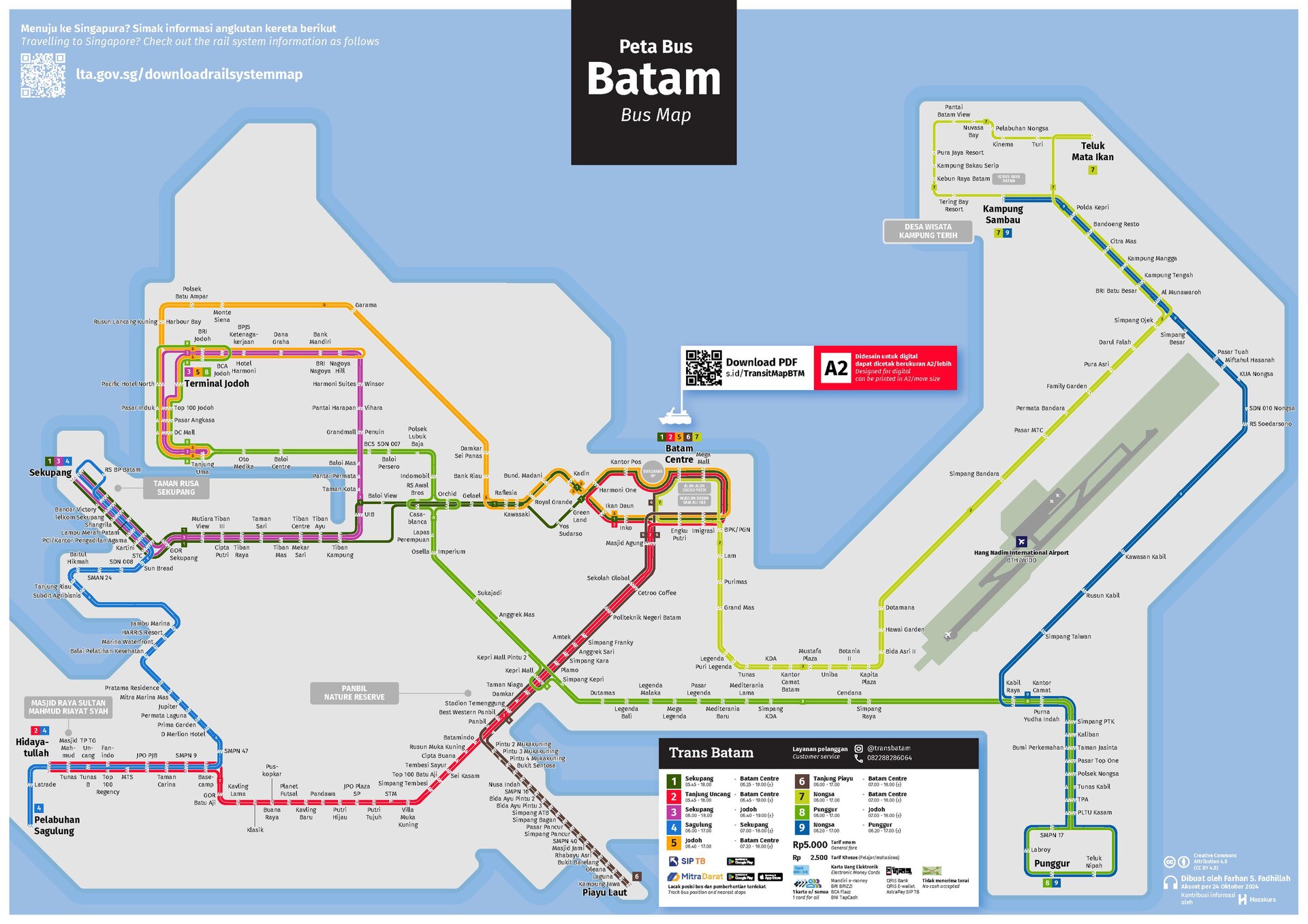 Bus network map of Batam City, consisting of Trans Batam