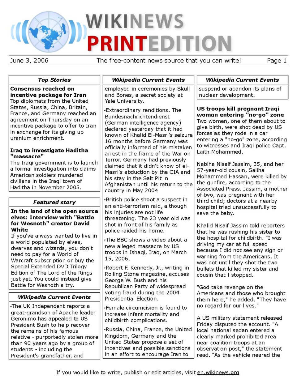 n:Wikinews:Print edition for June 3, 2006.