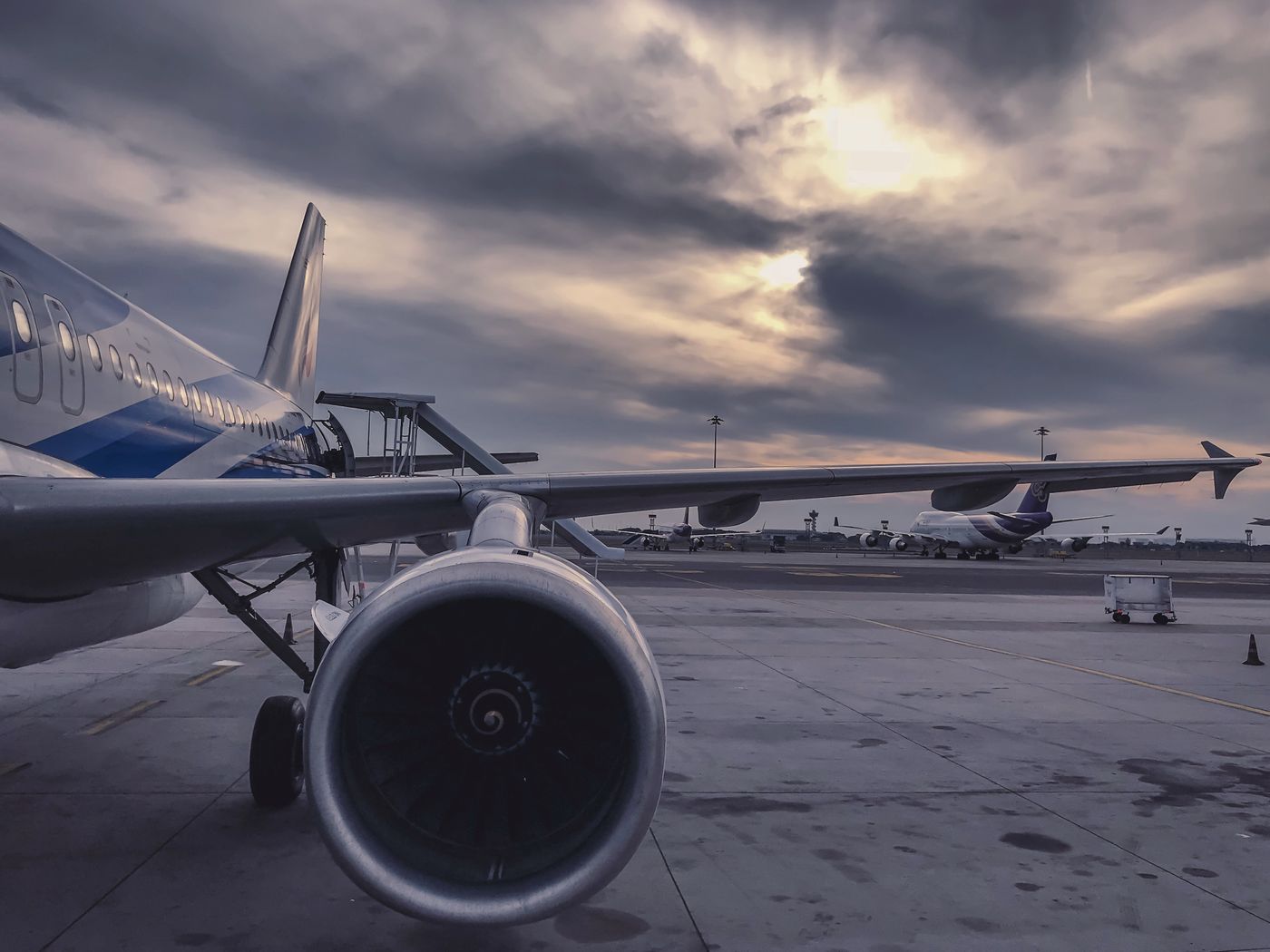 Airplane on the tarmac ready for departure