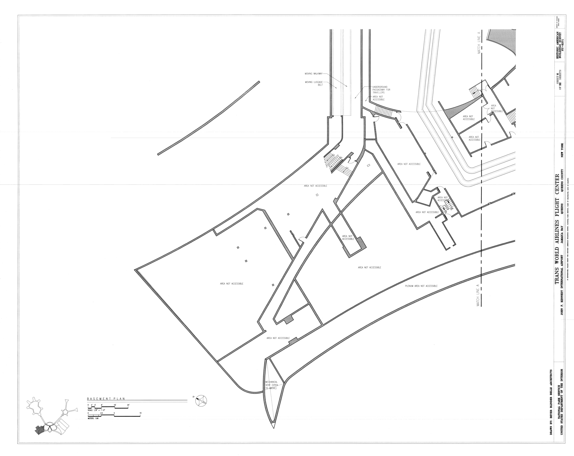 Basement Floor Plan - North Wing - Trans World Airlines Flight Center, John F. Kennedy International Airport, Jamaica Bay, Queens (subdivision), Queens County, NY HABS NY-6371 (she