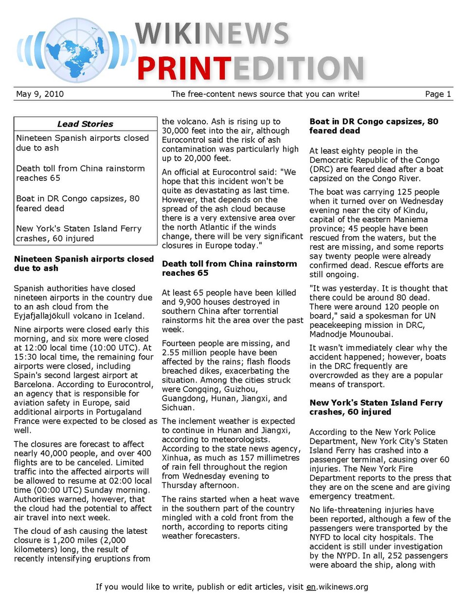 n:Wikinews:Print edition for May 9, 2010.